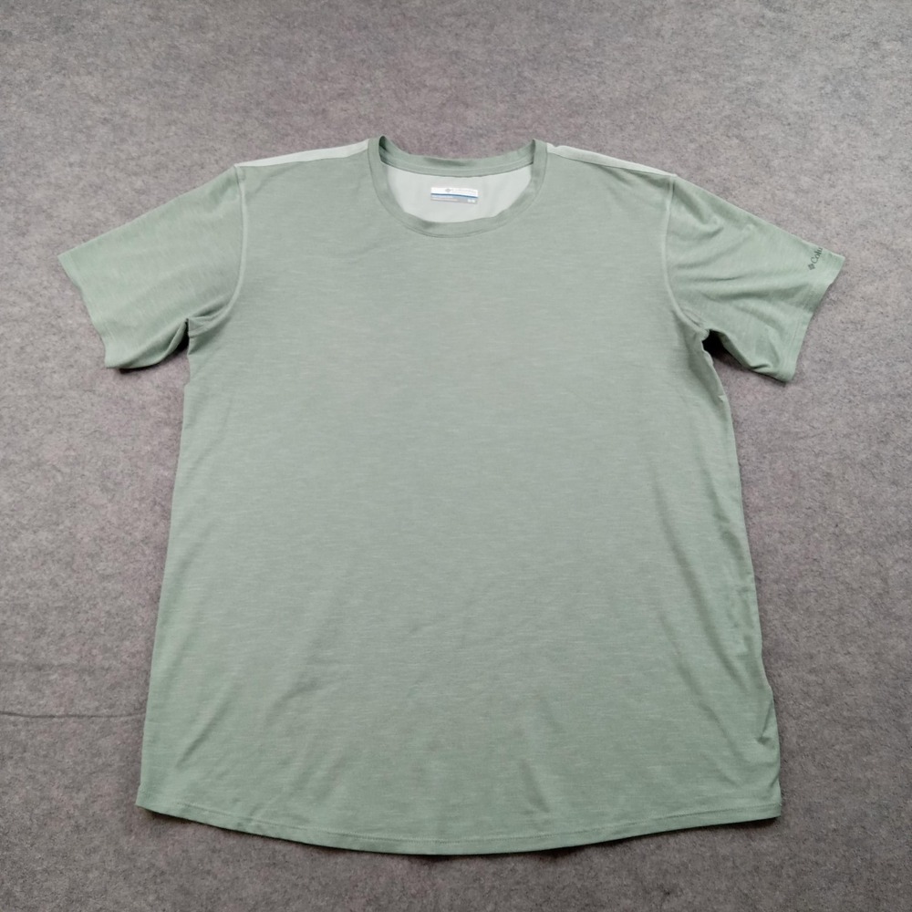Columbia Shirt Mens Medium Green Short‎ Sleeve Performance Athletic Top Gym